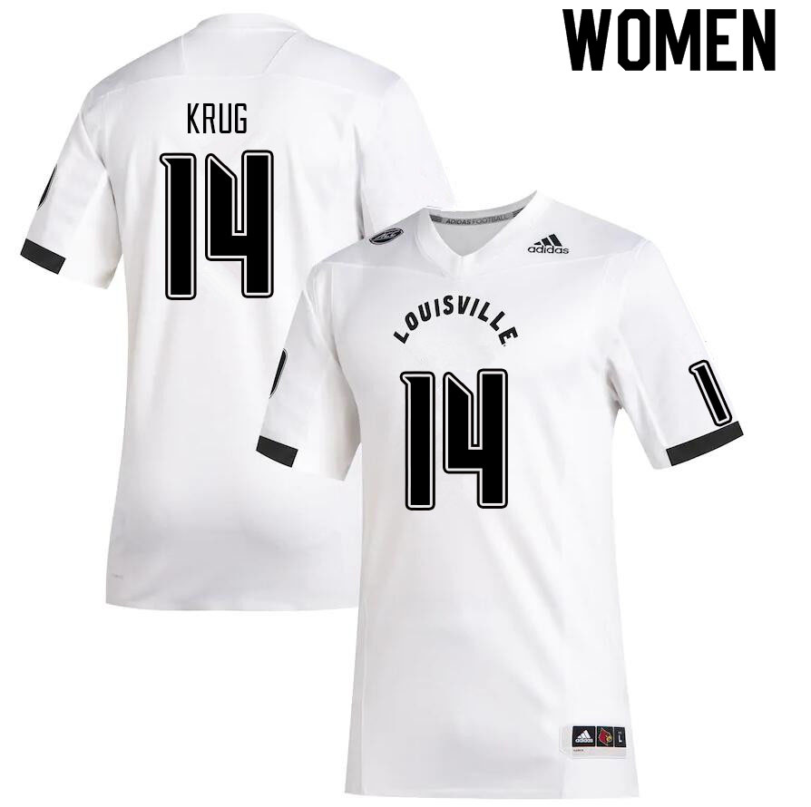 Women #14 Gabe Krug Louisville Cardinals College Football Jerseys Sale-White - Click Image to Close